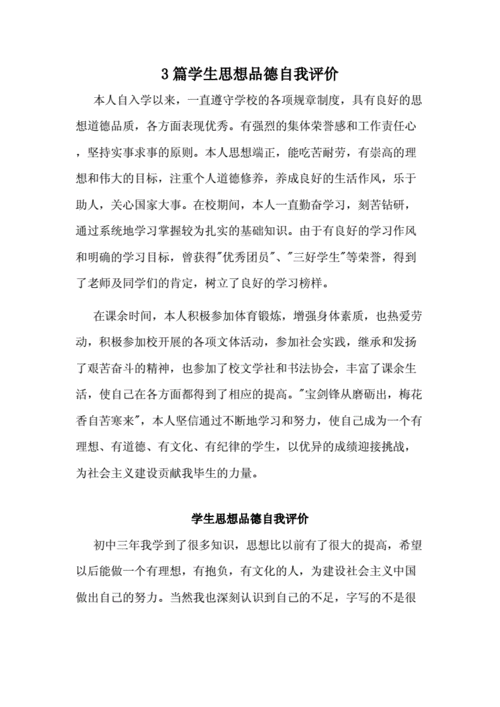 思想品德评价,思想品德评价内容怎么写-第3张图片-二喜范文网