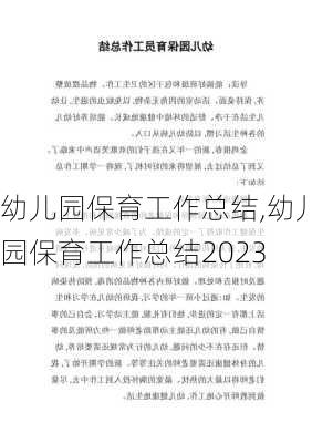 幼儿园保育工作总结,幼儿园保育工作总结2023-第1张图片-二喜范文网