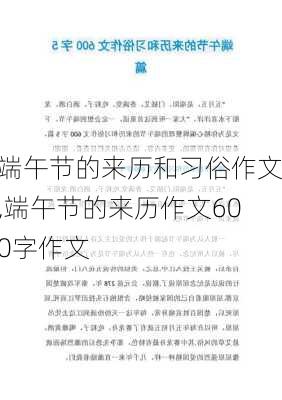 端午节的来历和习俗作文,端午节的来历作文600字作文