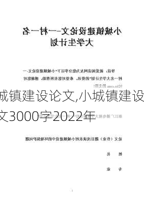 小城镇建设论文,小城镇建设论文3000字2022年