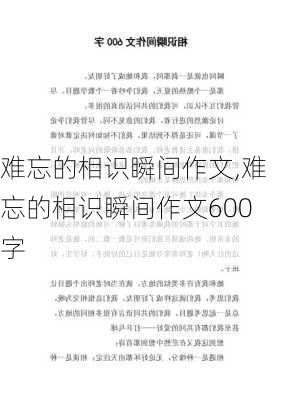 难忘的相识瞬间作文,难忘的相识瞬间作文600字-第1张图片-二喜范文网