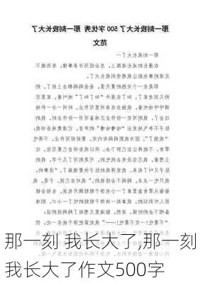 那一刻 我长大了,那一刻我长大了作文500字-第3张图片-二喜范文网