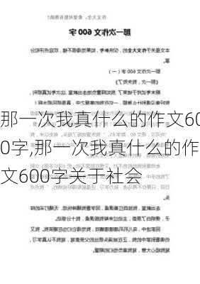 那一次我真什么的作文600字,那一次我真什么的作文600字关于社会