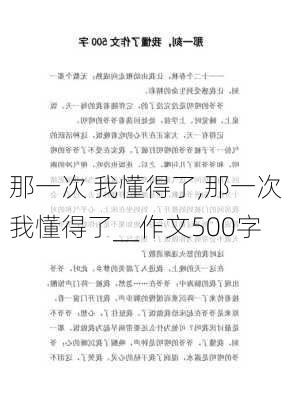 那一次 我懂得了,那一次我懂得了__作文500字-第1张图片-二喜范文网