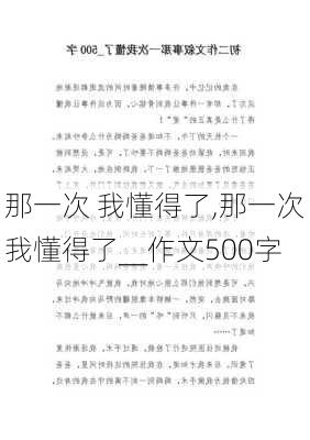 那一次 我懂得了,那一次我懂得了__作文500字-第2张图片-二喜范文网