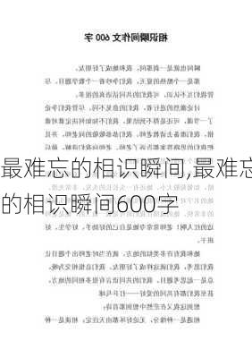 最难忘的相识瞬间,最难忘的相识瞬间600字-第1张图片-二喜范文网