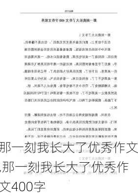 那一刻我长大了优秀作文,那一刻我长大了优秀作文400字