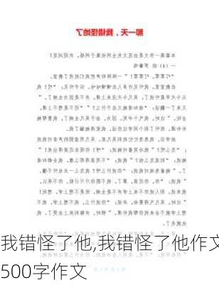 我错怪了他,我错怪了他作文500字作文