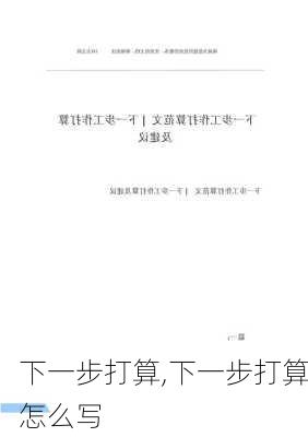 下一步打算,下一步打算怎么写-第1张图片-二喜范文网