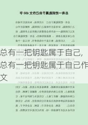 总有一把钥匙属于自己,总有一把钥匙属于自己作文-第2张图片-二喜范文网