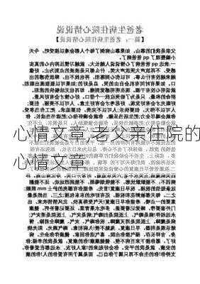 心情文章,老父亲住院的心情文章-第1张图片-二喜范文网