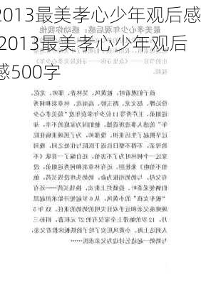 2013最美孝心少年观后感,2013最美孝心少年观后感500字-第2张图片-二喜范文网