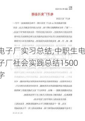 电子厂实习总结,中职生电子厂社会实践总结1500字-第2张图片-二喜范文网