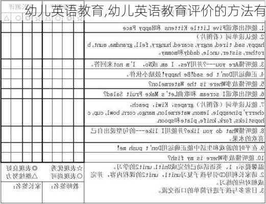 幼儿英语教育,幼儿英语教育评价的方法有