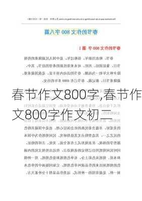 春节作文800字,春节作文800字作文初二