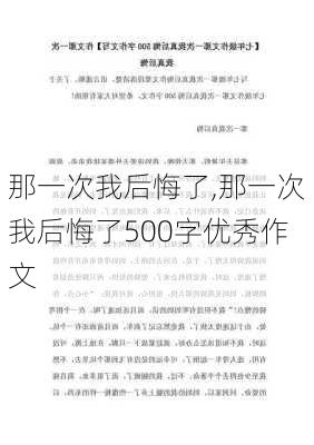 那一次我后悔了,那一次我后悔了500字优秀作文-第2张图片-二喜范文网