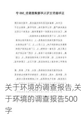 关于环境的调查报告,关于环境的调查报告500字