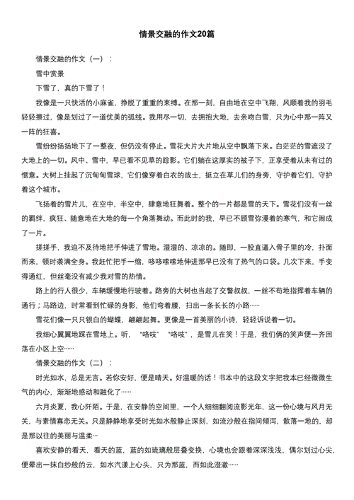 情景交融的小练笔,情景交融的小练笔六年级-第3张图片-二喜范文网