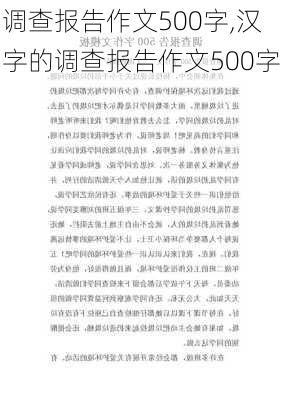 调查报告作文500字,汉字的调查报告作文500字-第1张图片-二喜范文网