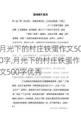 月光下的村庄铁蛋作文500字,月光下的村庄铁蛋作文500字优秀