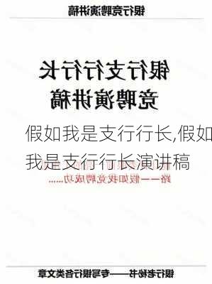 假如我是支行行长,假如我是支行行长演讲稿-第2张图片-二喜范文网