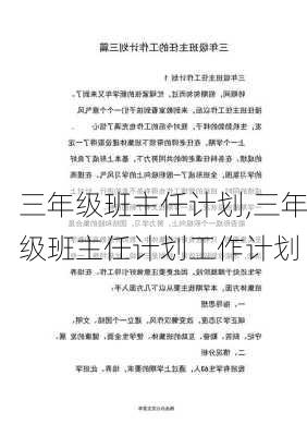 三年级班主任计划,三年级班主任计划工作计划-第1张图片-二喜范文网