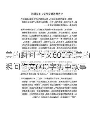 美的瞬间 作文600字,美的瞬间作文600字初中叙事-第1张图片-二喜范文网