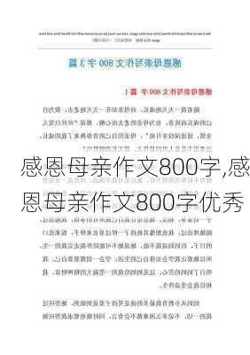 感恩母亲作文800字,感恩母亲作文800字优秀-第1张图片-二喜范文网