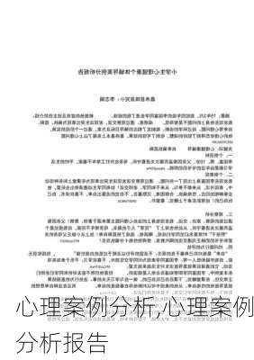 心理案例分析,心理案例分析报告-第1张图片-二喜范文网