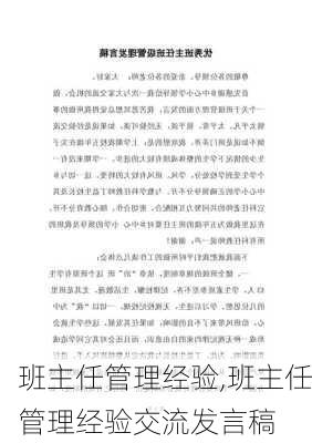 班主任管理经验,班主任管理经验交流发言稿-第2张图片-二喜范文网