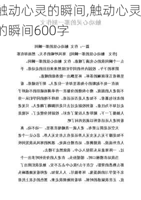 触动心灵的瞬间,触动心灵的瞬间600字-第2张图片-二喜范文网