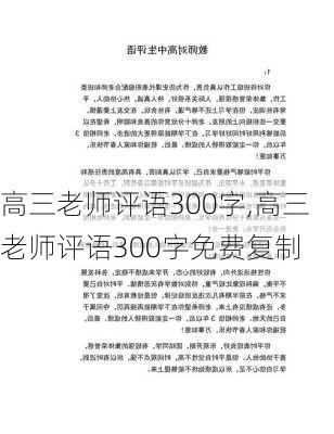 高三老师评语300字,高三老师评语300字免费复制-第2张图片-二喜范文网