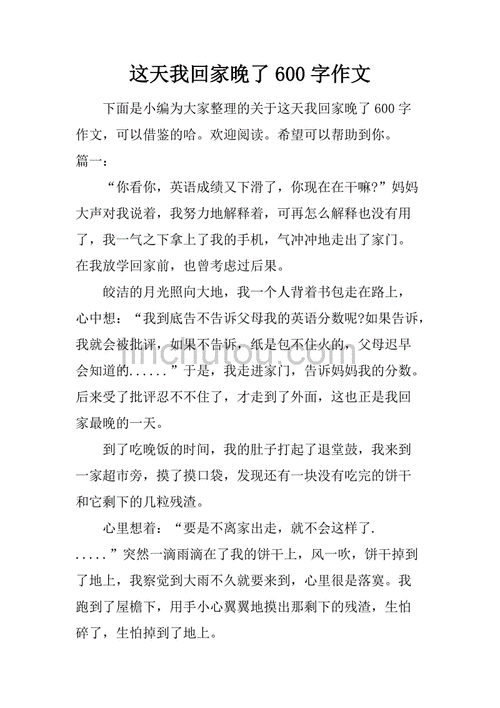 这天我回家晚了作文600字,这天我回家晚了作文600字初一-第1张图片-二喜范文网