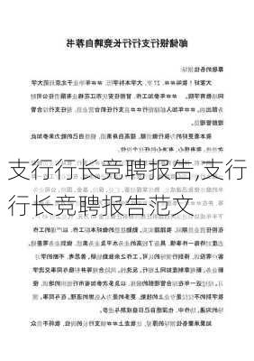 支行行长竞聘报告,支行行长竞聘报告范文-第2张图片-二喜范文网