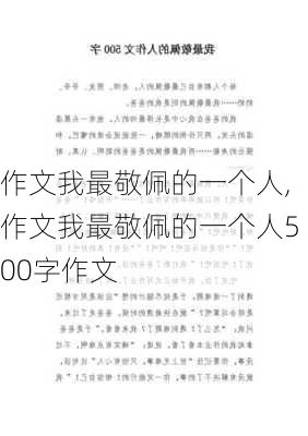 作文我最敬佩的一个人,作文我最敬佩的一个人500字作文-第1张图片-二喜范文网