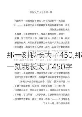 那一刻我长大了450,那一刻我长大了450字