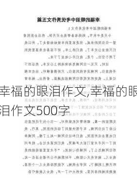 幸福的眼泪作文,幸福的眼泪作文500字-第3张图片-二喜范文网