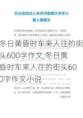 冬日黄昏时车来人往的街头600字作文,冬日黄昏时车来人往的街头600字作文小说-第3张图片-二喜范文网