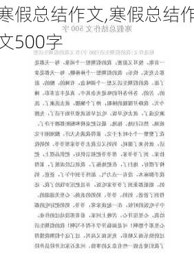 寒假总结作文,寒假总结作文500字-第1张图片-二喜范文网