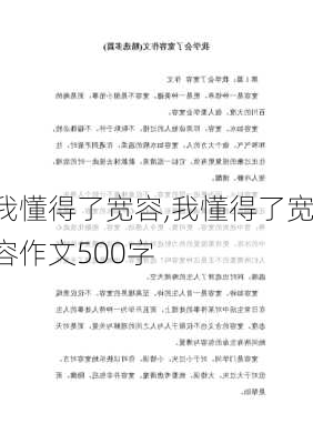 我懂得了宽容,我懂得了宽容作文500字-第3张图片-二喜范文网