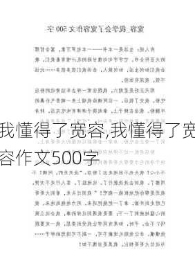 我懂得了宽容,我懂得了宽容作文500字-第2张图片-二喜范文网