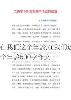 在我们这个年龄,在我们这个年龄600字作文-第2张图片-二喜范文网