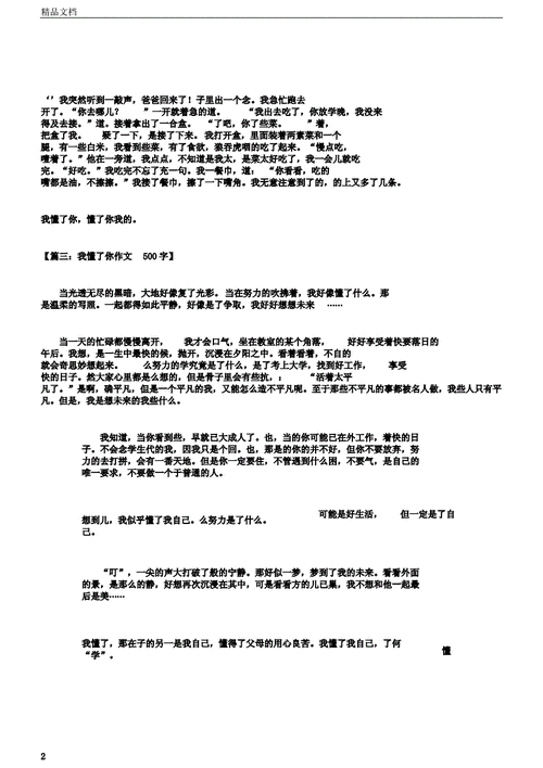 我读懂了 作文,我读懂了________作文500字-第2张图片-二喜范文网