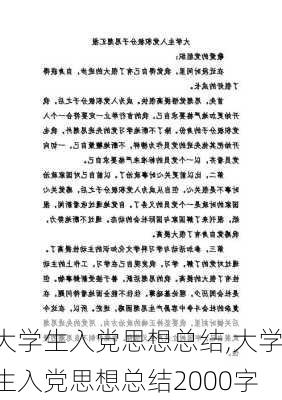 大学生入党思想总结,大学生入党思想总结2000字-第1张图片-二喜范文网