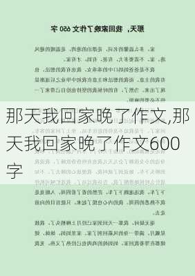 那天我回家晚了作文,那天我回家晚了作文600字