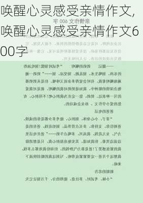 唤醒心灵感受亲情作文,唤醒心灵感受亲情作文600字