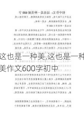 这也是一种美,这也是一种美作文600字初中-第3张图片-二喜范文网