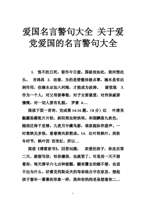 爱国名言大全,爱国名言大全100句-第1张图片-二喜范文网