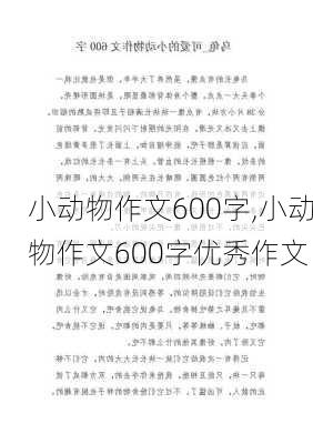 小动物作文600字,小动物作文600字优秀作文