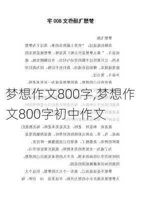 梦想作文800字,梦想作文800字初中作文-第1张图片-二喜范文网